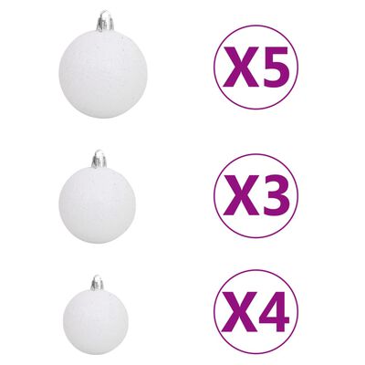 vidaXL Set Albero Natale Artificiale LED e Palline Argento 180cm PET