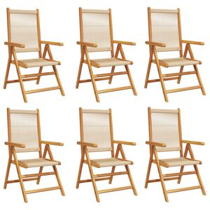 vidaXL Sedie da Giardino Reclinabili 6pz Beige Legno Massello Acacia