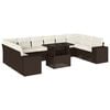 vidaXL Set Divani da Giardino 11 pz con Cuscini Polyrattan Marrone