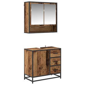 vidaXL Set di mobili per il bagno con cassetto 2 pcs Legno vecchio
