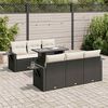 vidaXL Set Divani da Giardino con Cuscini 7pz Nero Polyrattan
