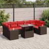 vidaXL Set Divani Giardino 8 pz con Cuscini Marrone Polyrattan Acacia