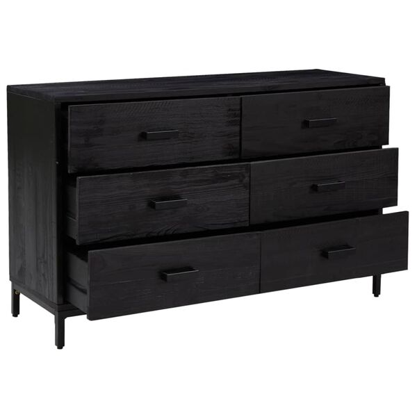 vidaXL Credenza Nera 110x35x70 cm in Legno Massello di Pino