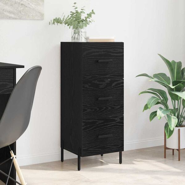 vidaXL Credenza Rovere nero 34 x 34,5 x 90 cm Legno multistrato