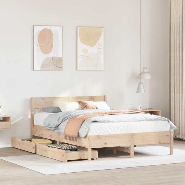 vidaXL Letto senza Materasso 135x190 cm in Legno Massello di Pino