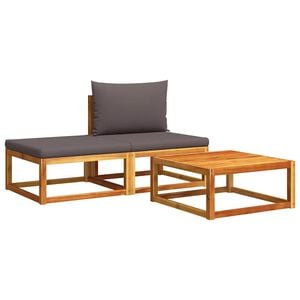 vidaXL Set di divani da giardino 3 pz con cuscini in legno di acacia
