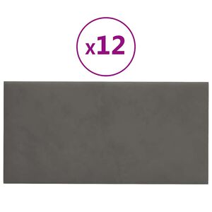 vidaXL Pannelli Murali 12 pz Grigio Scuro 30x15 cm Velluto 0,54 m&sup2;