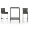 vidaXL Set da Bar da Giardino 3 pz con Cuscini in Polyrattan Grigio