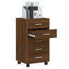 vidaXL Cassettiera con Ruote rovere marrone in Legno Multistrato
