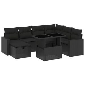 vidaXL Set Divani da Giardino con Cuscini 8 pz Nero in Polyrattan