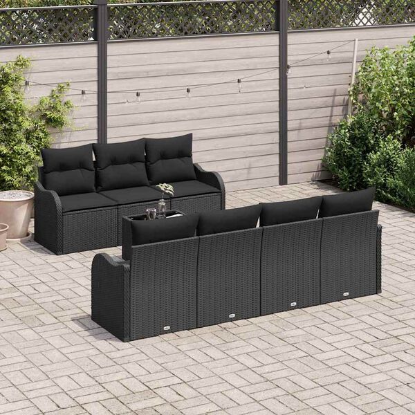 vidaXL Set Divano da Giardino Nero 55 x 55 x 37 cm polyrattan