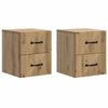 vidaXL Mobiletto da notte a muro con cassetto 2 pcs Rovere Artigianale