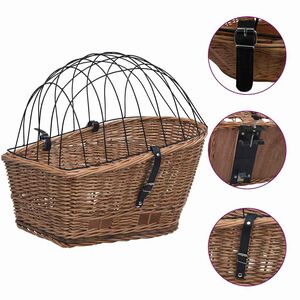 vidaXL Cestino Posteriore Bici e Copertura 55x31x36cm Salice Naturale