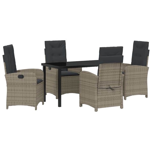 vidaXL Set da Pranzo per Giardino con cuscino 5 pcs Grigio polyrattan