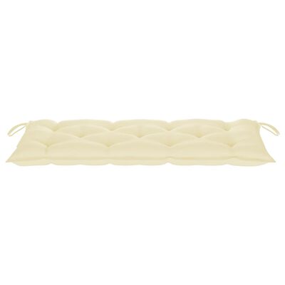 vidaXL Panca da Giardino e Cuscino Bianco Crema 120cm Massello di Teak