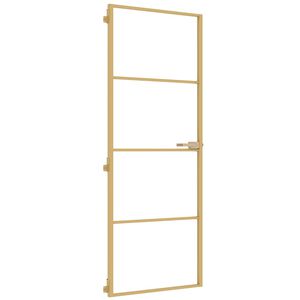 vidaXL Porta Interni Sottile Oro 76x201,5cm Vetro Temperato Alluminio