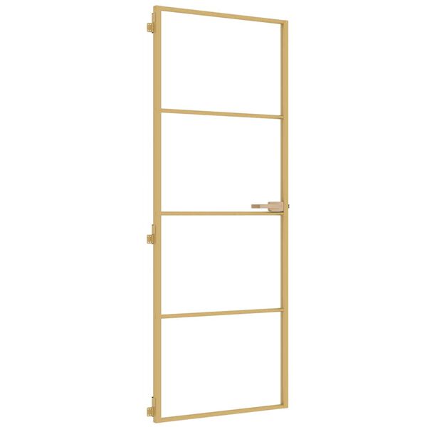vidaXL Porta Interni Sottile Oro 76x201,5cm Vetro Temperato Alluminio