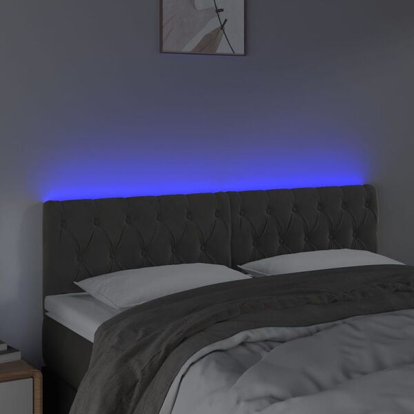 vidaXL Testiera a LED Grigio Scuro 144x7x78/88 cm in Velluto
