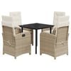 vidaXL Set da Pranzo da Giardino 5 pz con Cuscini Beige in Polyrattan