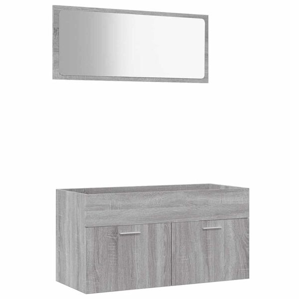 vidaXL Set Mobili da Bagno 2 pz Grigio Sonoma in Legno Multistrato