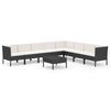 vidaXL Set Divani da Giardino 9 pz con Cuscini in Polyrattan Nero