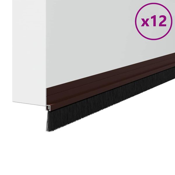 vidaXL Spazzole per porte autoadesive 12 pcs Marrone 100 cm