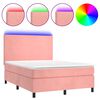 vidaXL Letto a Molle con Materasso e LED Rosa 140x200 cm in Velluto