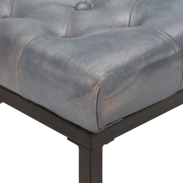 vidaXL Pouf Grigio 62x62x47 cm in Pelle Vera