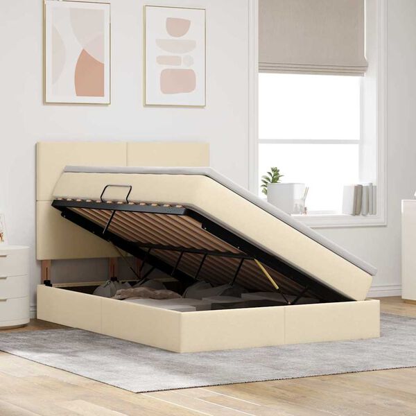 vidaXL Letto con Contenitore Crema 140 x 200 cm Pelle Sintetica