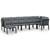 vidaXL Set Salotto da Giardino 7 pz Nero e Grigio in Polyrattan