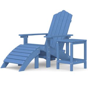 vidaXL Sedia Giardino Poggiapiedi e Tavolo Adirondack HDPE Blu Acqua