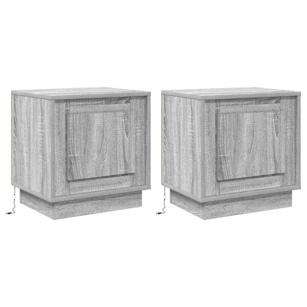vidaXL Armadio da Notte 2 pcs Grigio 44 x 34,5 x 45 cm