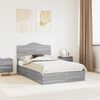 vidaXL Letto con Contenitore con testiera Grigio Sonoma 135 x 190 cm