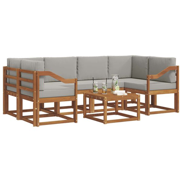 vidaXL Set di divani da esterno 7 pcs Grigio Naturale e Chiaro