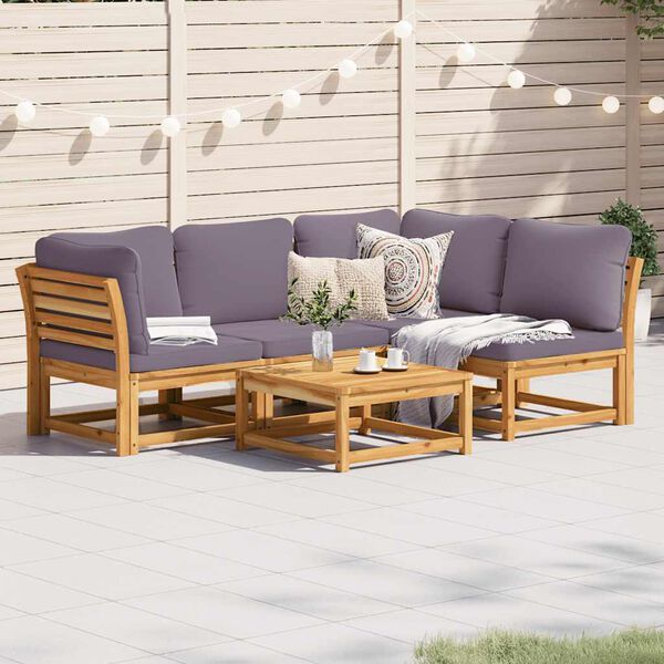 vidaXL Set Salotto da Giardino 5 pz con Cuscini Legno Massello Acacia