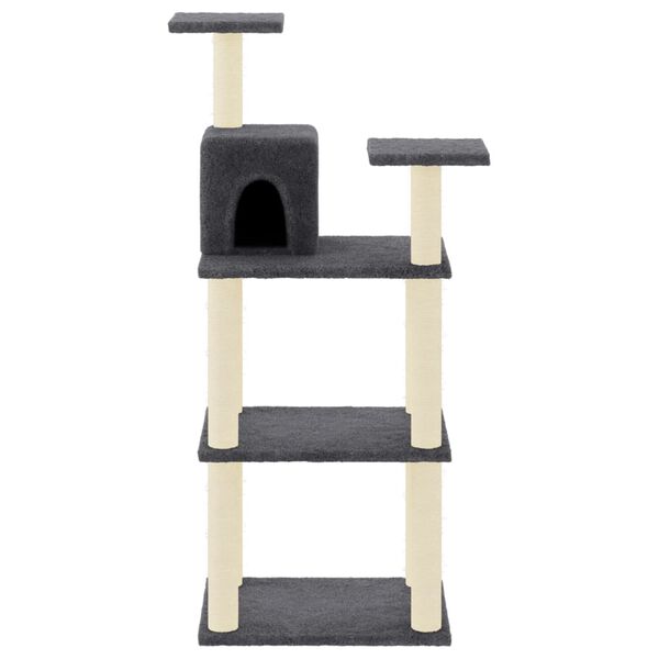 vidaXL Albero per Gatti con Tiragraffi in Sisal Grigio Scuro 118,5 cm