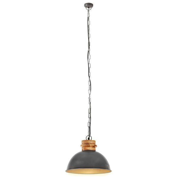 vidaXL Lampada Soffitto Industriale Grigia Rotonda 32 cm E27 in Mango