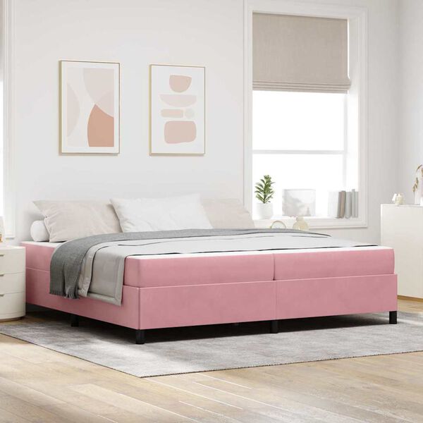 vidaXL Struttura del letto con materasso Rosa 200 x 200 cm Tessuto