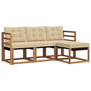 vidaXL Set di divani da esterno con cuscino 4 pcs Naturale e Beige