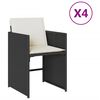 vidaXL Sedie da Giardino con Cuscini 4 pz Nere in Polyrattan