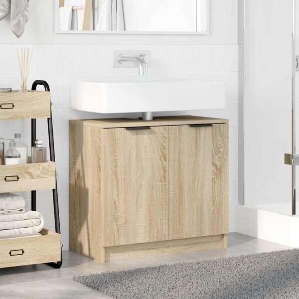 vidaXL Mobile da Bagno con porta Rovere Sonoma 64,5 x 33,5 x 59 cm