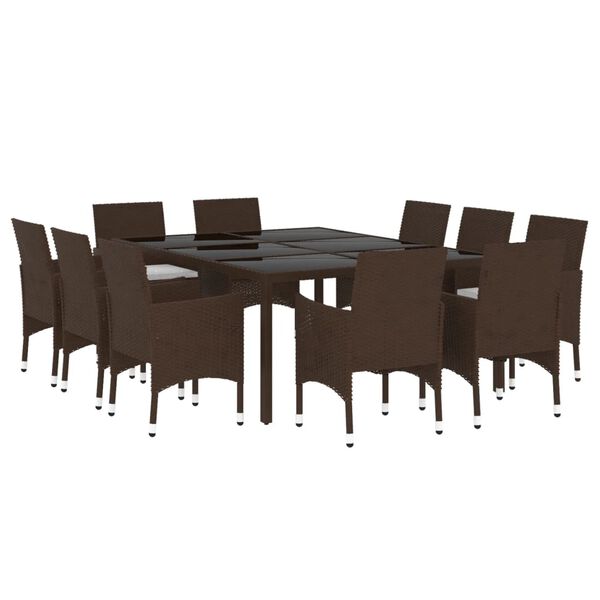 vidaXL Set da Pranzo da Giardino 11 pz in Polyrattan Marrone