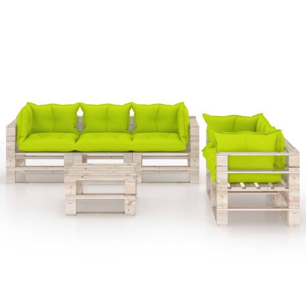 vidaXL Set Divani da Giardino Pallet 6 pz con Cuscini in Legno di Pino