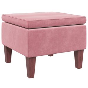 vidaXL Poggiapiedi con Gambe in Legno Rosa in Velluto
