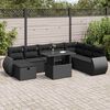 vidaXL Set Divani da Giardino 9 pz con Cuscini Nero in Polyrattan