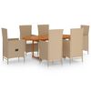 vidaXL Set Mobili da Pranzo per Giardino 7 pz in Polyrattan Beige