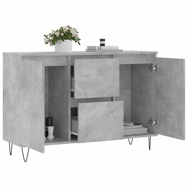vidaXL Credenza Grigio Cemento 101,5x35x70 cm in Legno Multistrato