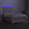 vidaXL Letto a Molle con Materasso e LED Crema 120x190 cm in Tessuto