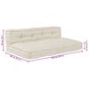 vidaXL Cuscino per Divano Pallet 2 pcs Crema 120 x 80 x 38 cm Tessuto