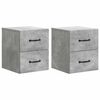 vidaXL Mobiletto da notte a muro 2 pz Grigio Cemento 34,5 x 33 x 40 cm